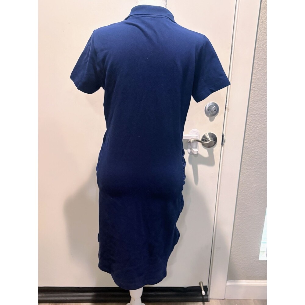 Tommy Bahama Side Shirred Collared Polo Dress Size Medium Navy Blue Short Sleeve - Picture 5 of 7